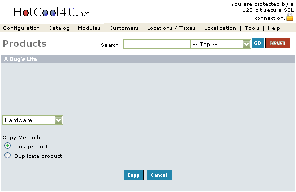 Figure 7.Products Copy listing page under the Admin>Catalog>Products>Copy section.