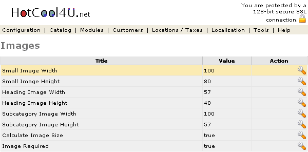 Figure 1. Images listing page under the Admin>Configuration>Images section.
